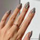 Oslo Press-On Nails | Short Almond | Silver Glossy Nails