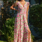 Send Love Plunging Tuck Maxi Dress