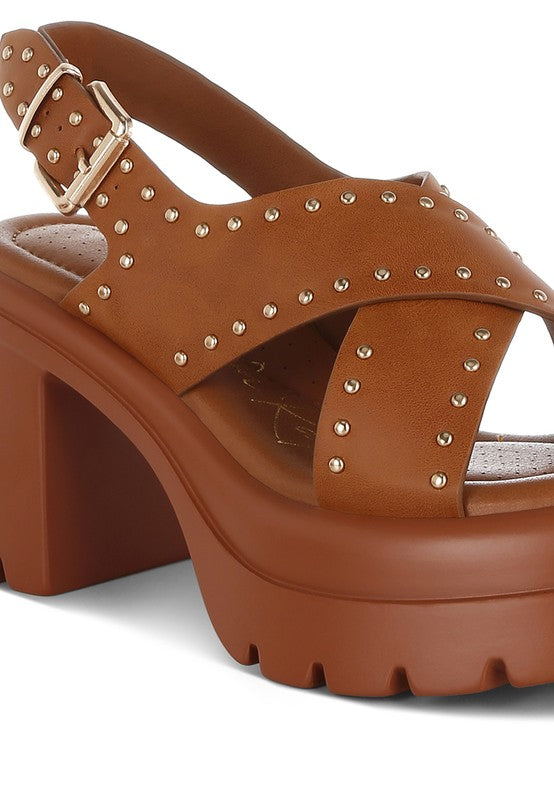 Nambo Stud Embellished Block Heel Sandals