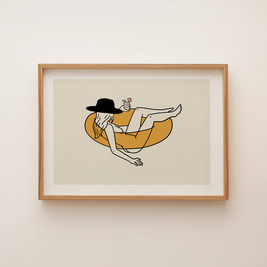Float Cowgirl Western Art Print