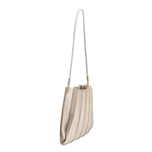 Carrie Pleated Vegan Shoulder Bag - Bone