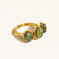 Sorrel 18K Gold Non-Tarnish Green Stone Triple Ring