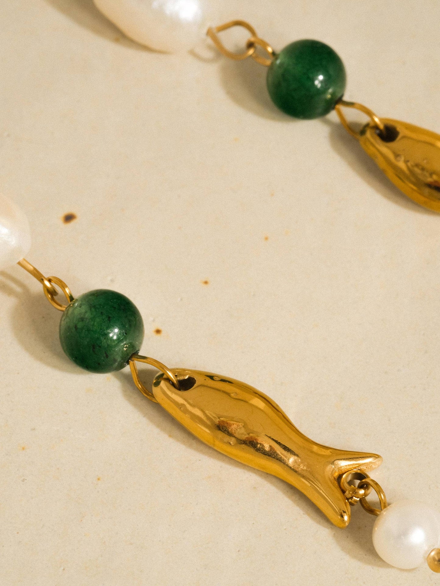 Palermo 18K Gold Non-Tarnish Freshwater Pearl Fish Earrings