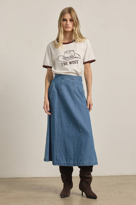 Miranda A-Line Denim Long Skirt