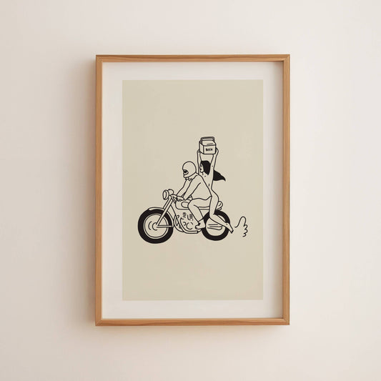 "Beer Run" Minimal Motorcycle Wall Art