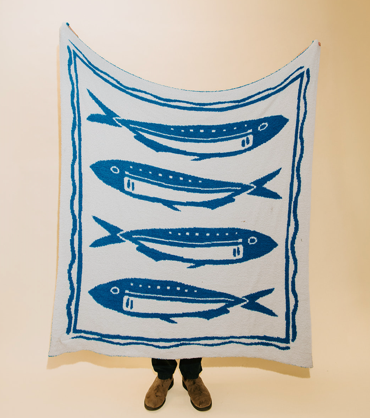 Pacific Row Plush Throw - Swell Blue