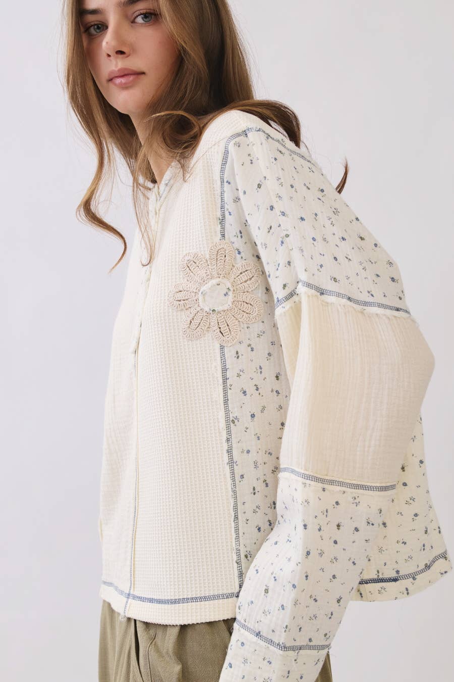 Florence Mixed Media Thermal Knit Top