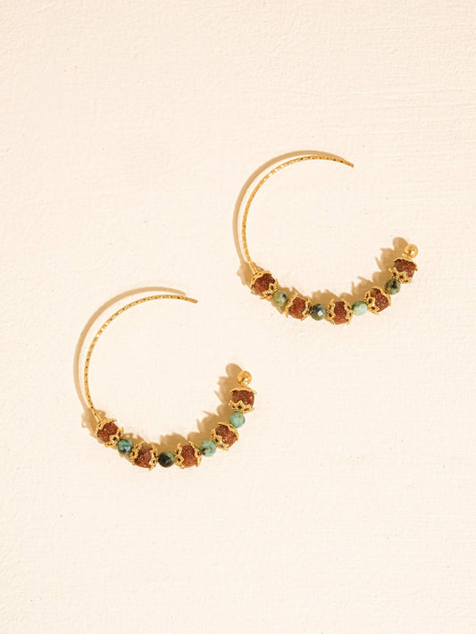 Truett 18K Gold Boho Natural Stone Beaded Earrings
