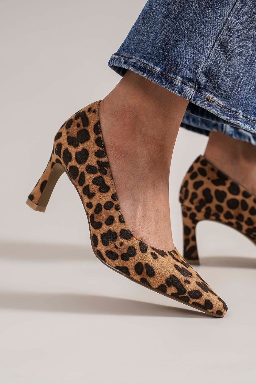 McCartney Faux Suede Leopard Point Toe Pumps