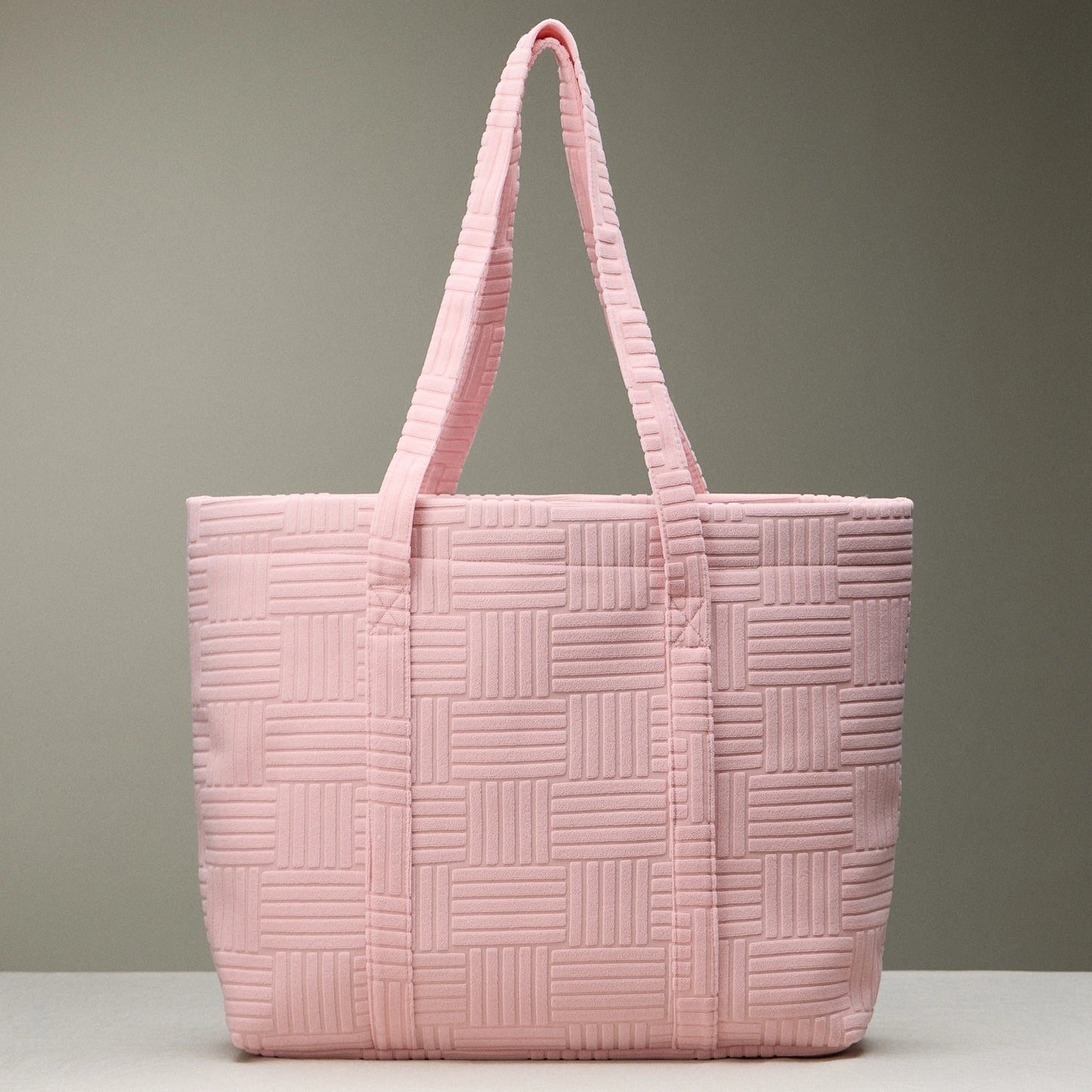 Luxe Terry Grid Pattern Tote & Beach Bag
