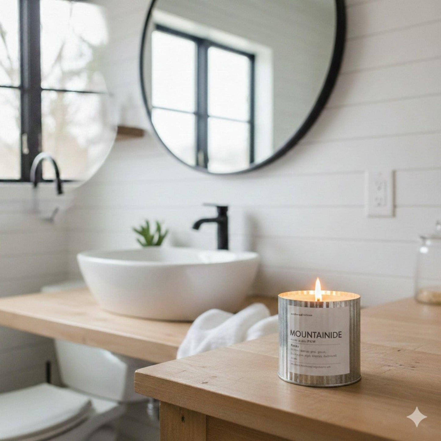 Lighthouse Rustic Wood Wick Candle