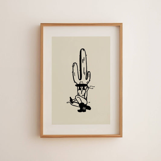 Desert Cowgirl Minimal Western Art Print