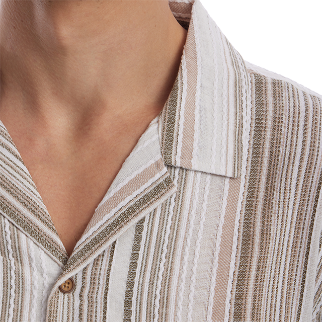Phillip Vertical Stripe Textured Knit Button Up Shirt