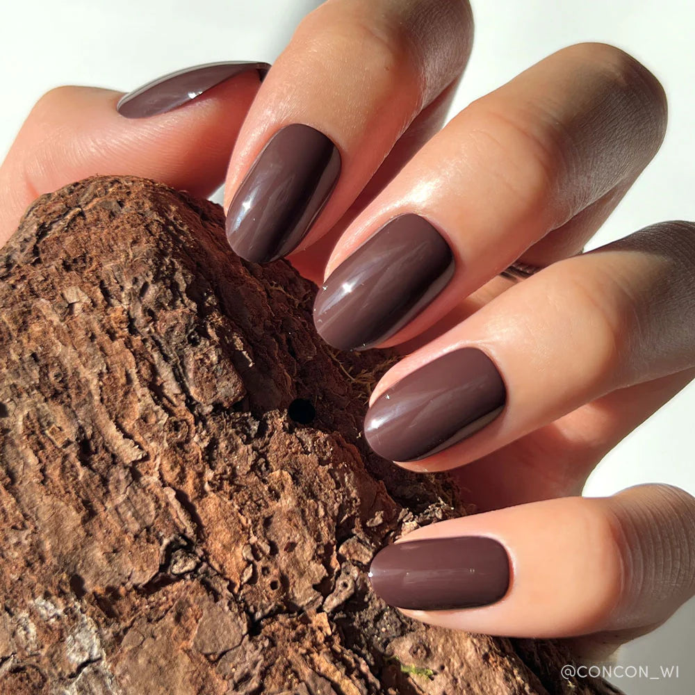 Bark Brown Press-On Nails - Short Round