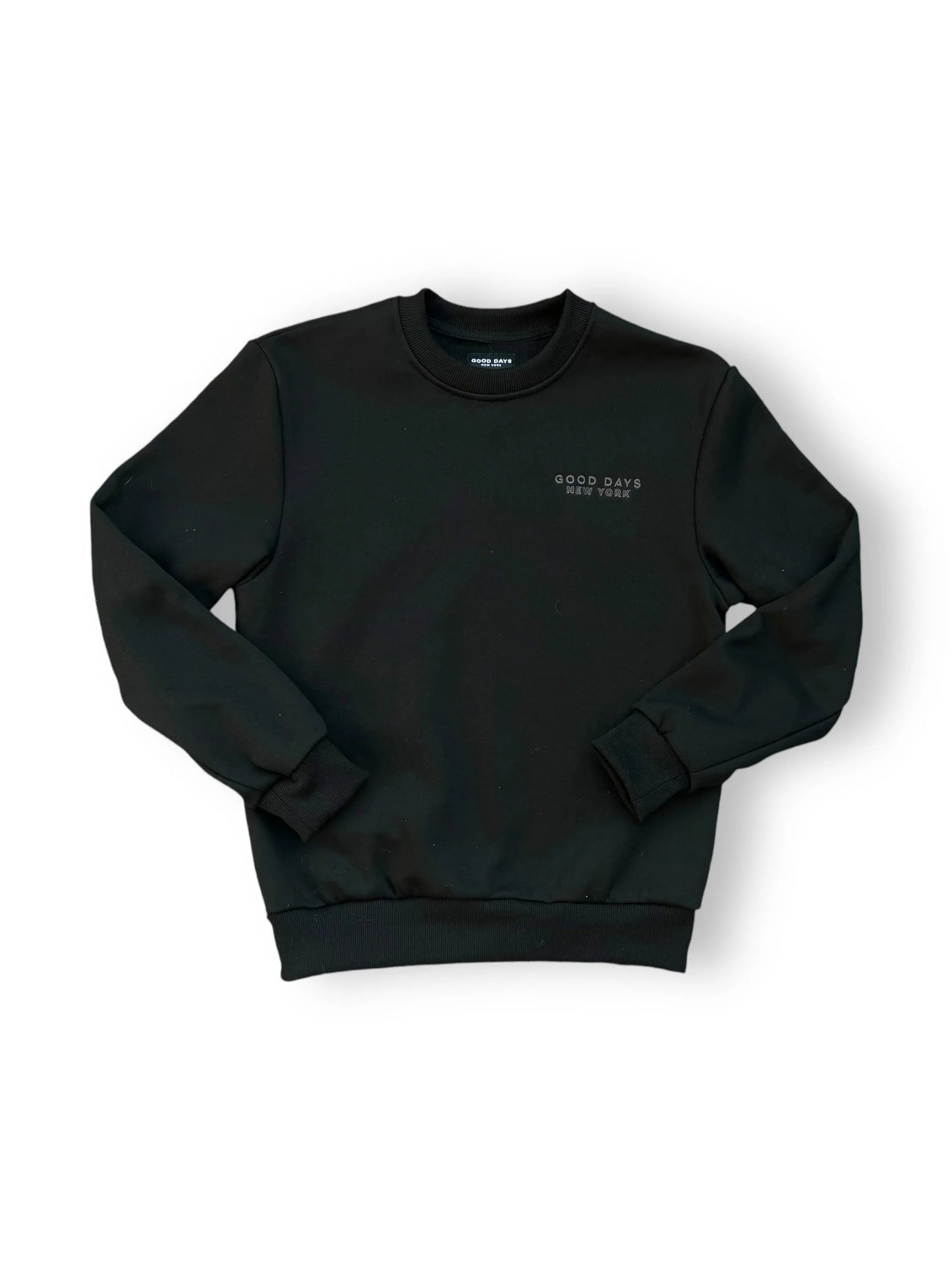 Good Days Tone on Tone Embroidered Crewneck - Black