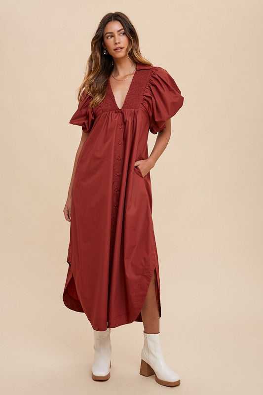 Madeline Midi Dress - Burgundy