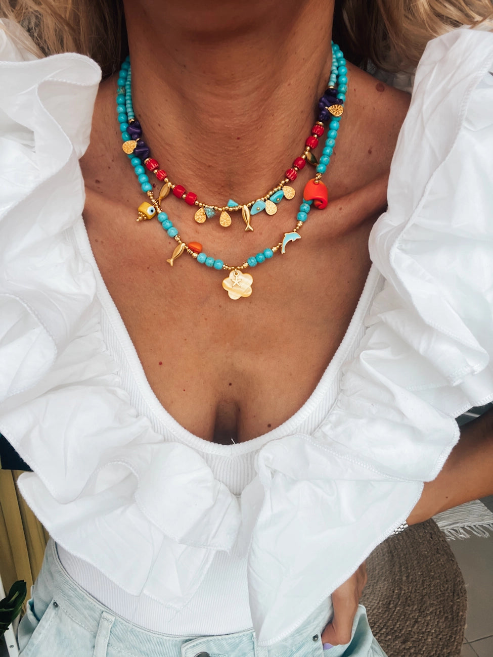 Turquoise Semiprecious Beaded Summer Necklaces