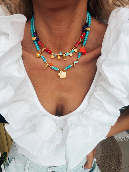 Turquoise Semiprecious Beaded Summer Necklaces