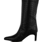 Mentha Woven Faux Leather Boots