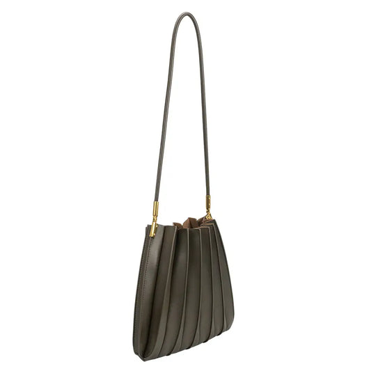 Carrie Pleated Vegan Shoulder Bag - Olive