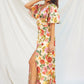 Gift Of Love Flutter Sleeve Plunging Maxi Dress