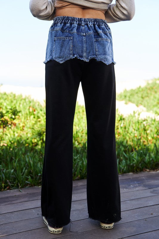 Bold Moves Denim Patchwork Wide Leg Pants