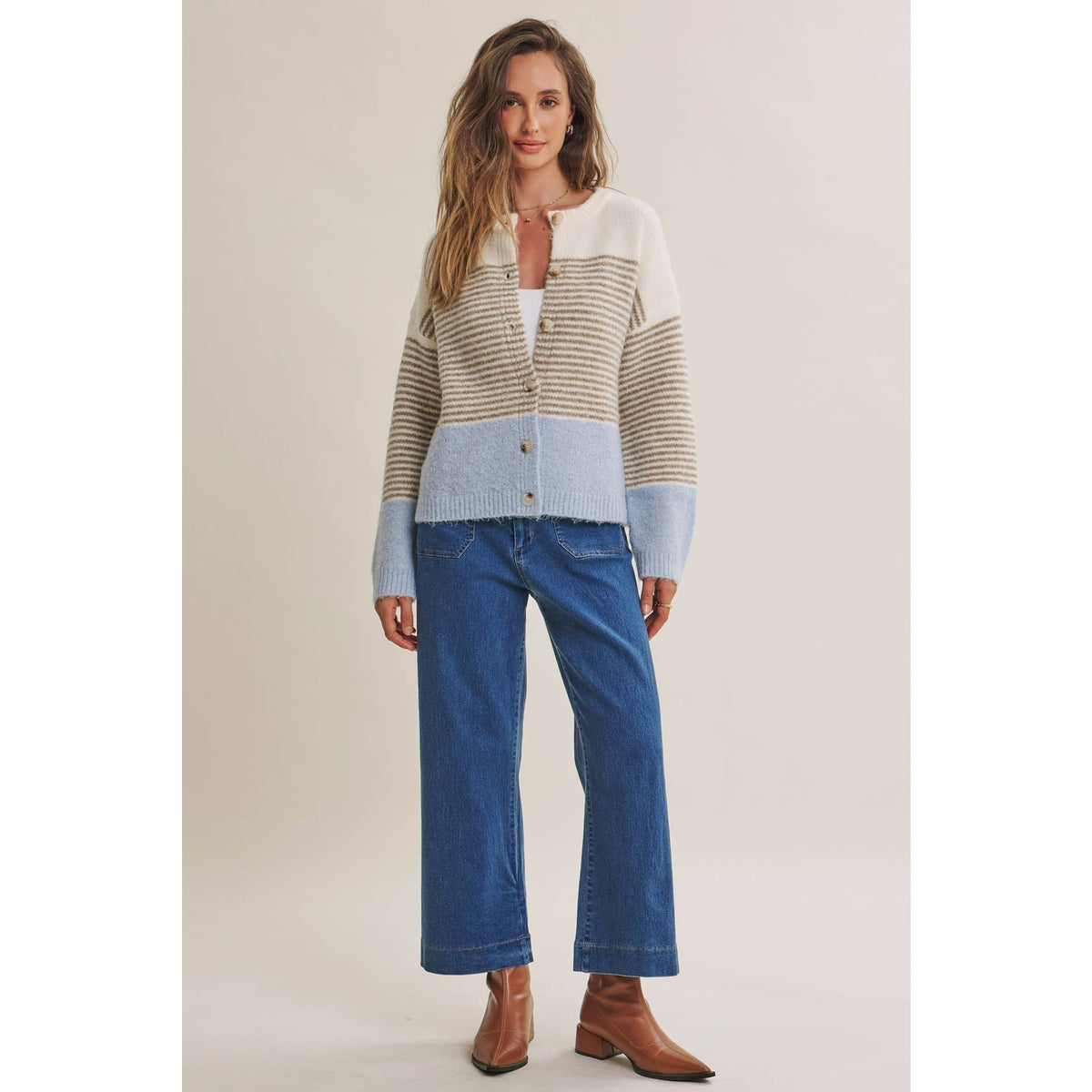 Morning Chai Stripe & Colorblock Cardigan