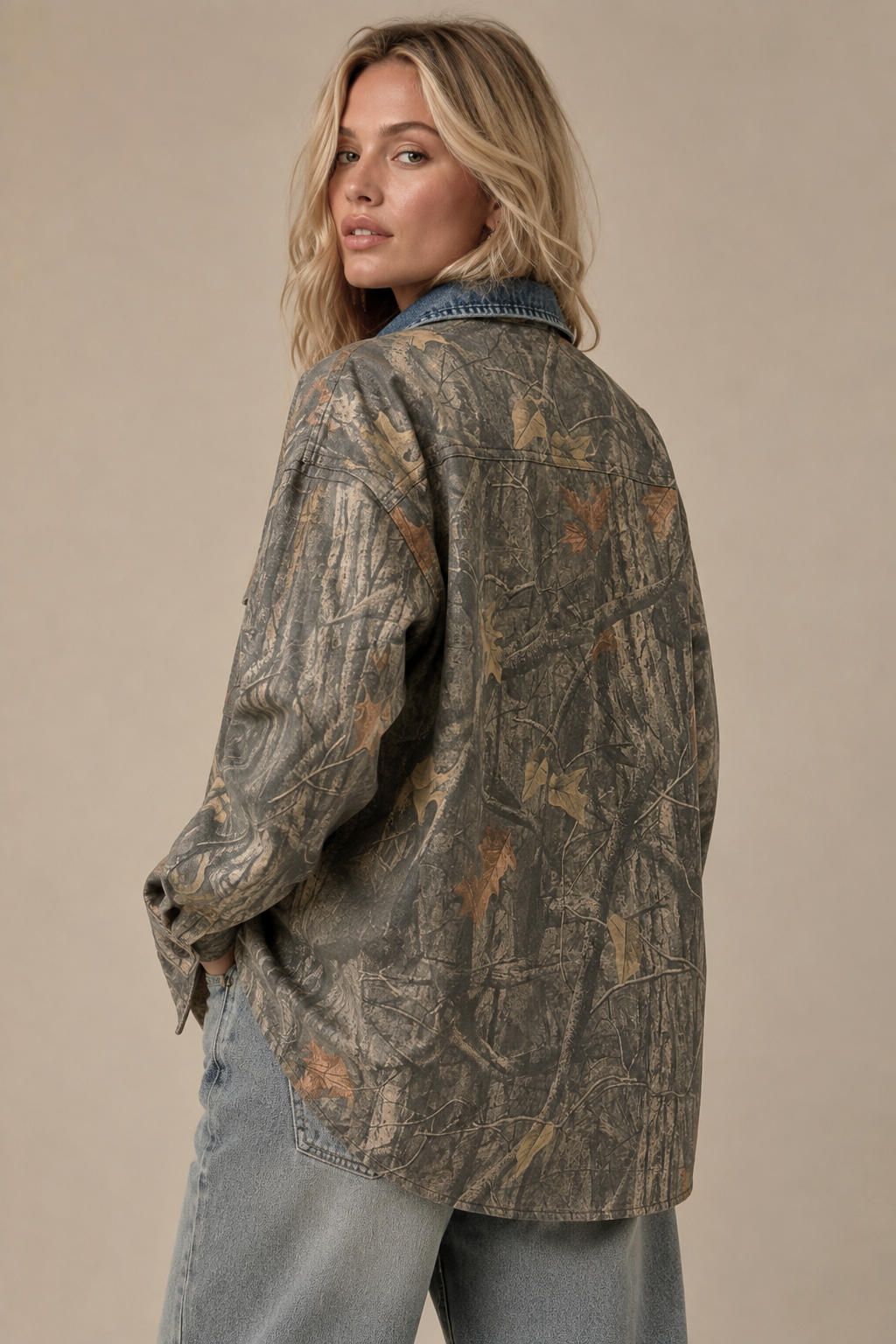 Mesa Denim Collar Camo Shacket