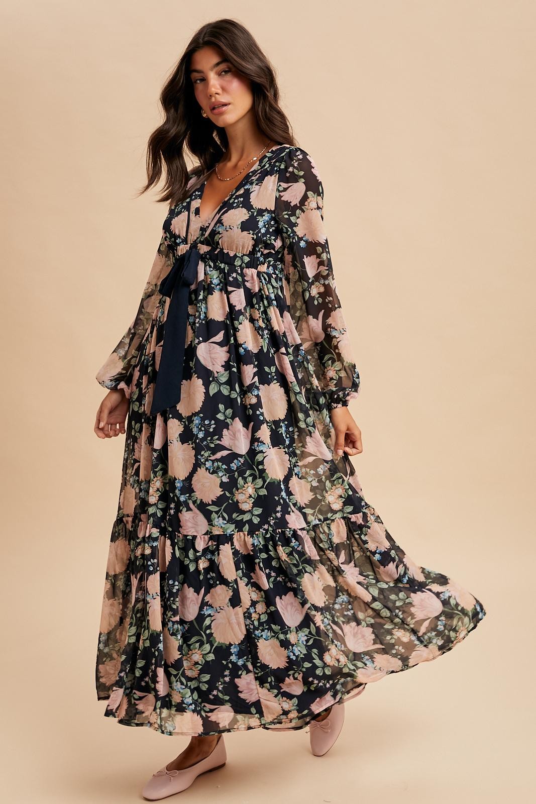 Ari Floral Bow Tie Maxi Dress
