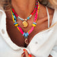 Neon Scarf Necklace & Beaded Shell Necklaces