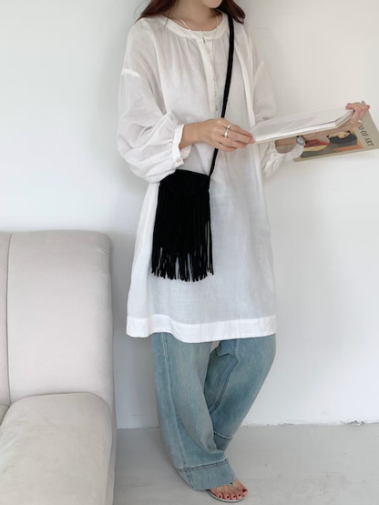 Madison Suede-Like Crossbody Bag w/Tassel