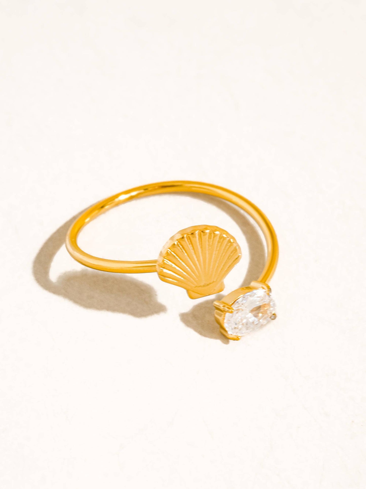 Lumirae 18K Gold Non-Tarnish Shell CZ Open Ring
