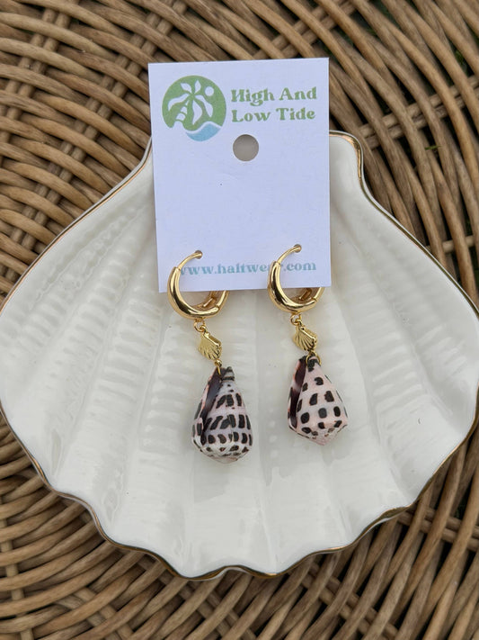 Gold Shell Hebrew Cone Earrings | Hawaiian Surf Jewelry