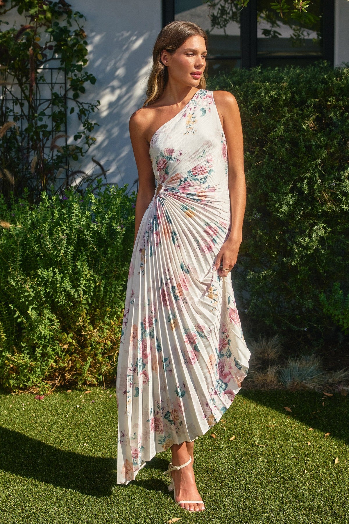 Make You Mine Asymmetrical Pleated Maxi Dress