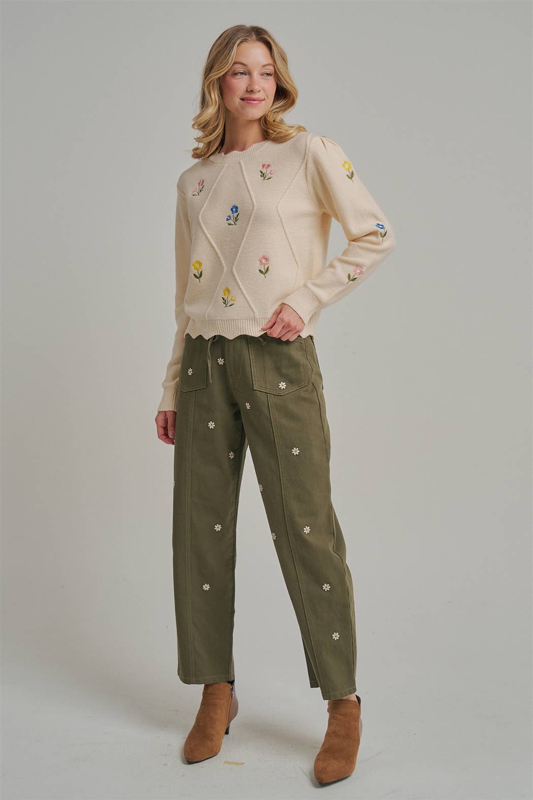 Kristin Embroidered Relaxed Pants