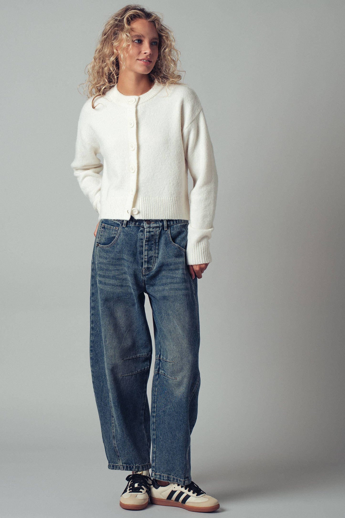 Melanie Relaxed Wool Blend Button-Up Cardigan