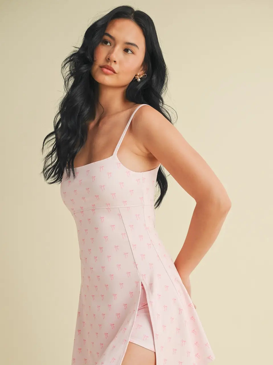 Bow Print Mini Dress