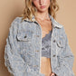 Camden Star Textured Raw Hem Denim Jacket