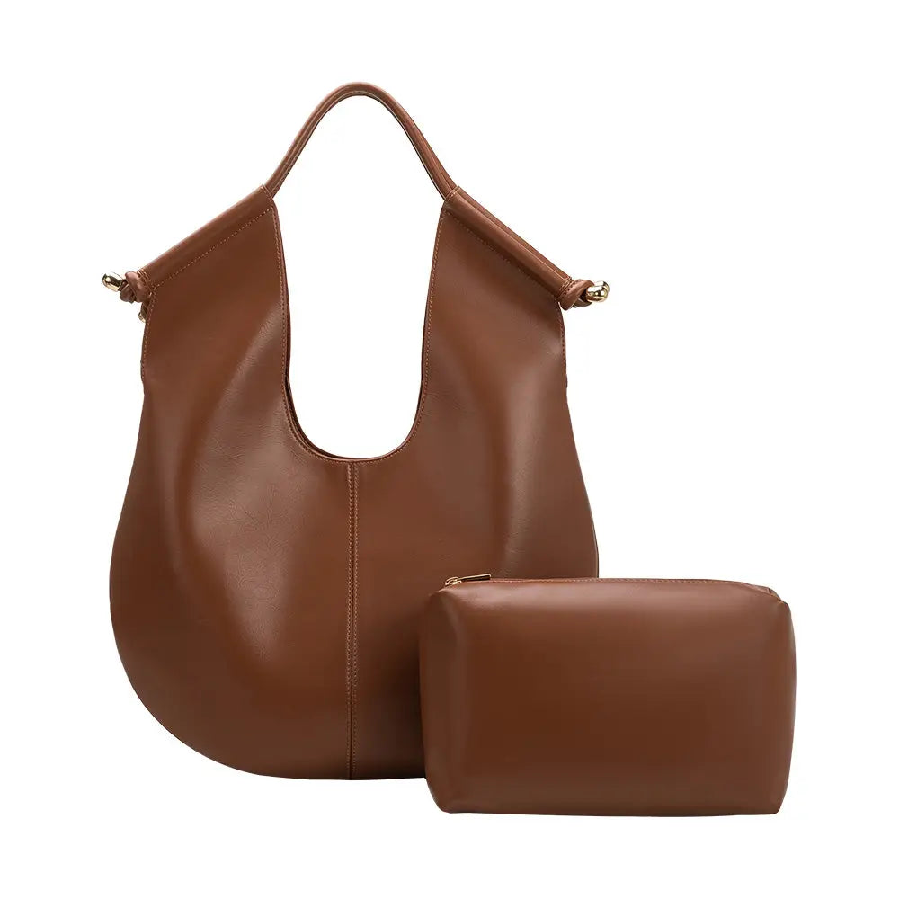 Tracy Recycled Vegan Shoulder Bag - Saddle