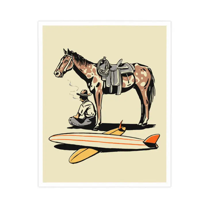 Surf Check - A Cowboy and His Horse Print - 8x10