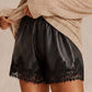 Elm Lace Trim Faux Leather Shorts