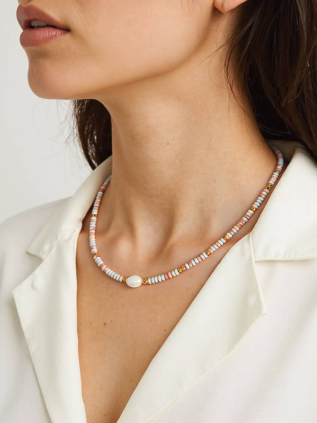 Swank Non-Tarnish Boho Beaded Pearl Necklace