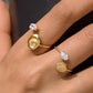 Solenya 18K Gold Non-Tarnish Seashell CZ Statement Ring