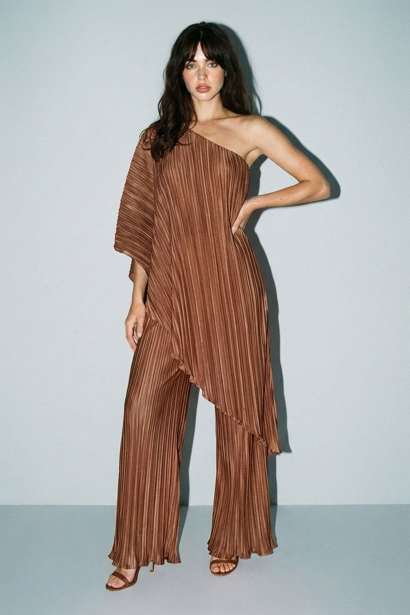 Rosie Pleated One-Shoulder Top