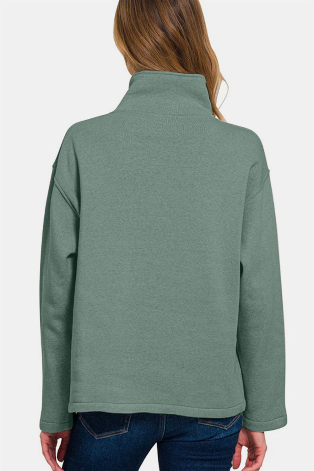 Ria Turtleneck Half Snap Fleece Sweatshirt