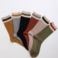 Retro Color Block Wool Blend Crew Socks