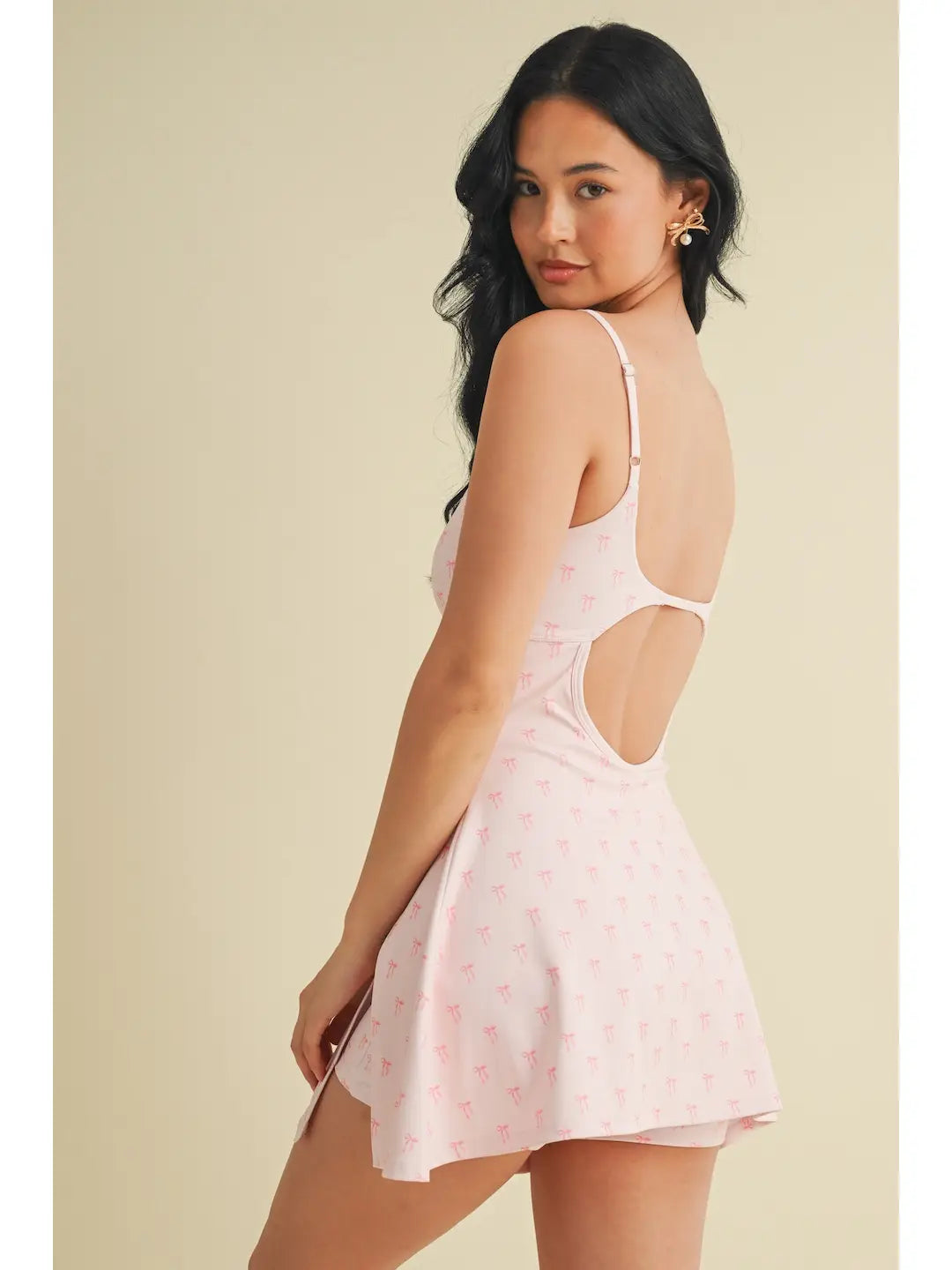 Bow Print Mini Dress