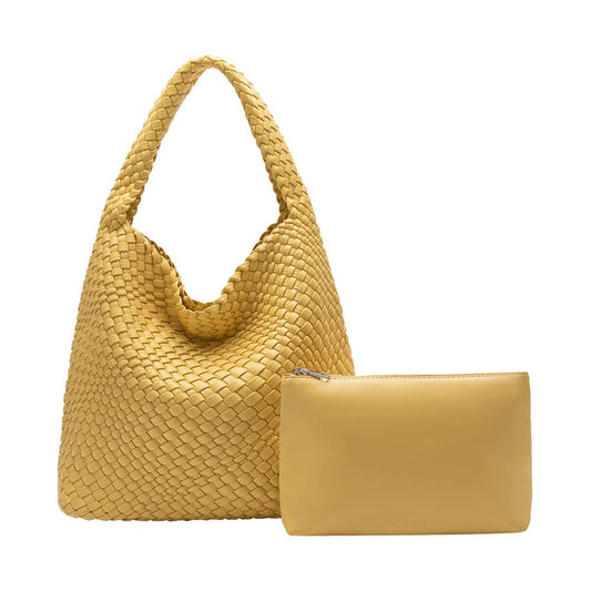 Johanna Yellow Large Recycled Vegan Leather Shoulder Bag