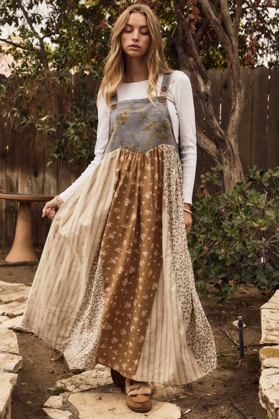 Sienna Mixed Floral Print Overall Maxi Dress