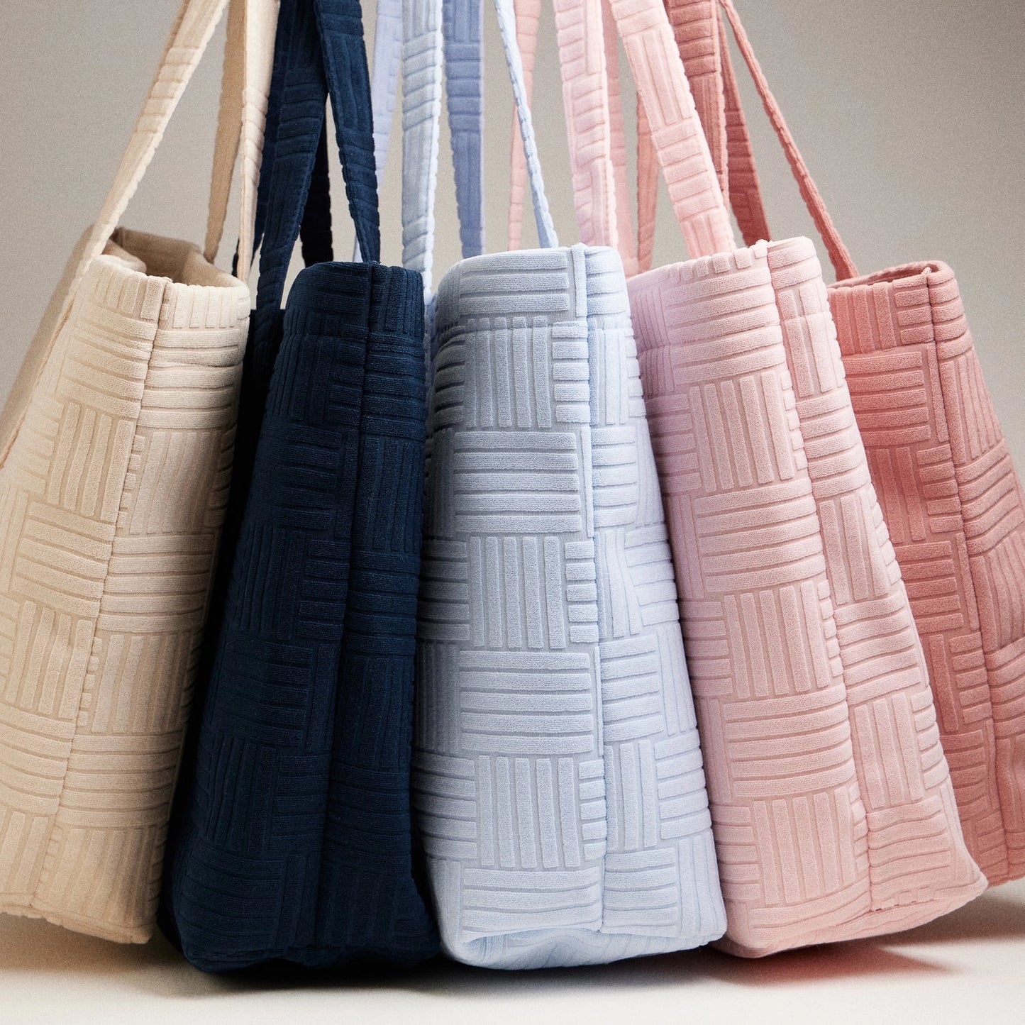 Luxe Terry Grid Pattern Tote & Beach Bag